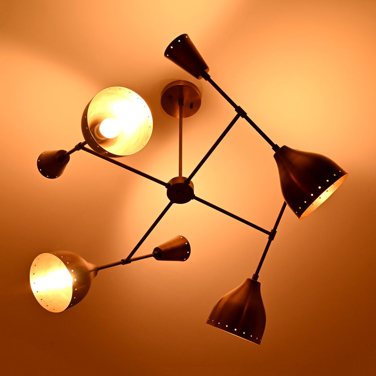 Diabolo Style 8-Light Brass Chandelier | Two-Way Light Mid-Century Modern | Custom Finish Available - 32293