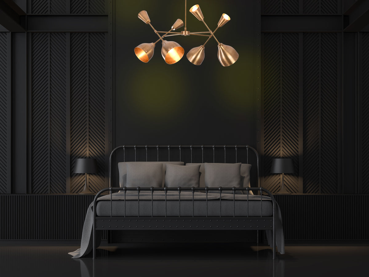 Diabolo Style 8-Light Brass Chandelier | Two-Way Light Mid-Century Modern | Custom Finish Available - 32293