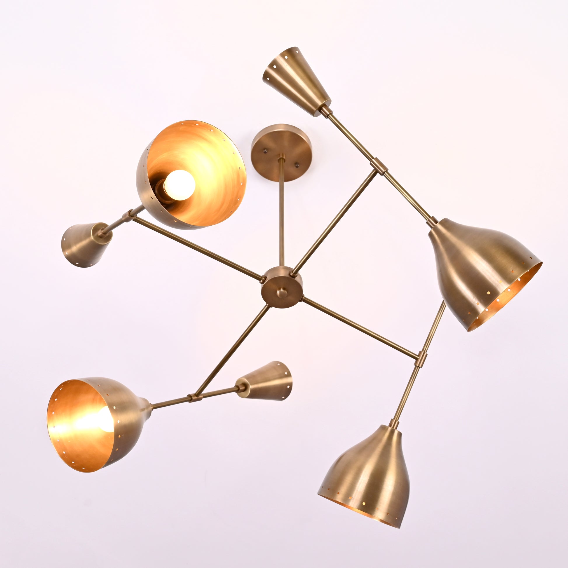 4 Arms Diabolo Style Brass Pendant Lamp 29" Wide - 32293