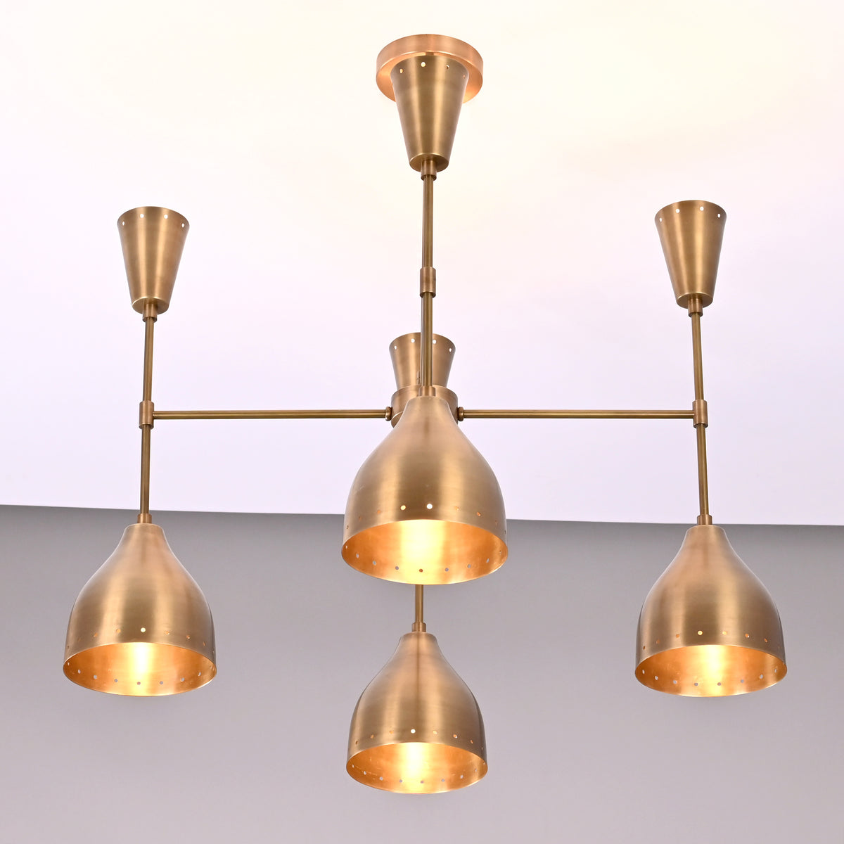 Diabolo Style 8-Light Brass Chandelier | Two-Way Light Mid-Century Modern | Custom Finish Available - 32293