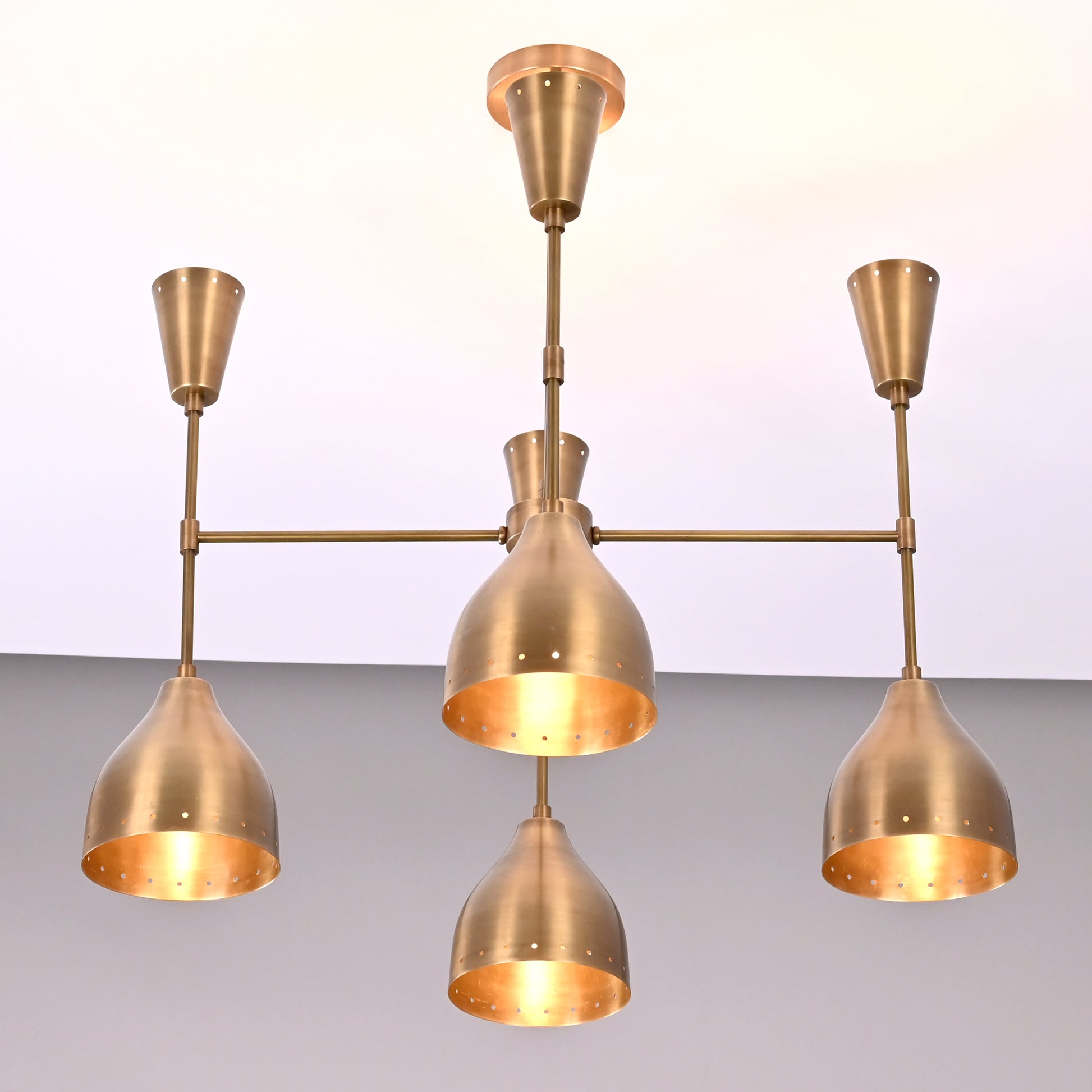 4 Arms Diabolo Style Brass Pendant Lamp 29" Wide - 32293