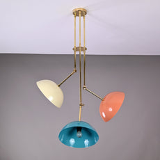 Handcrafted Modern Brass 3-Light Chandelier | Custom Finishes Mid-Century Style Ceiling Light Fixture - 32296