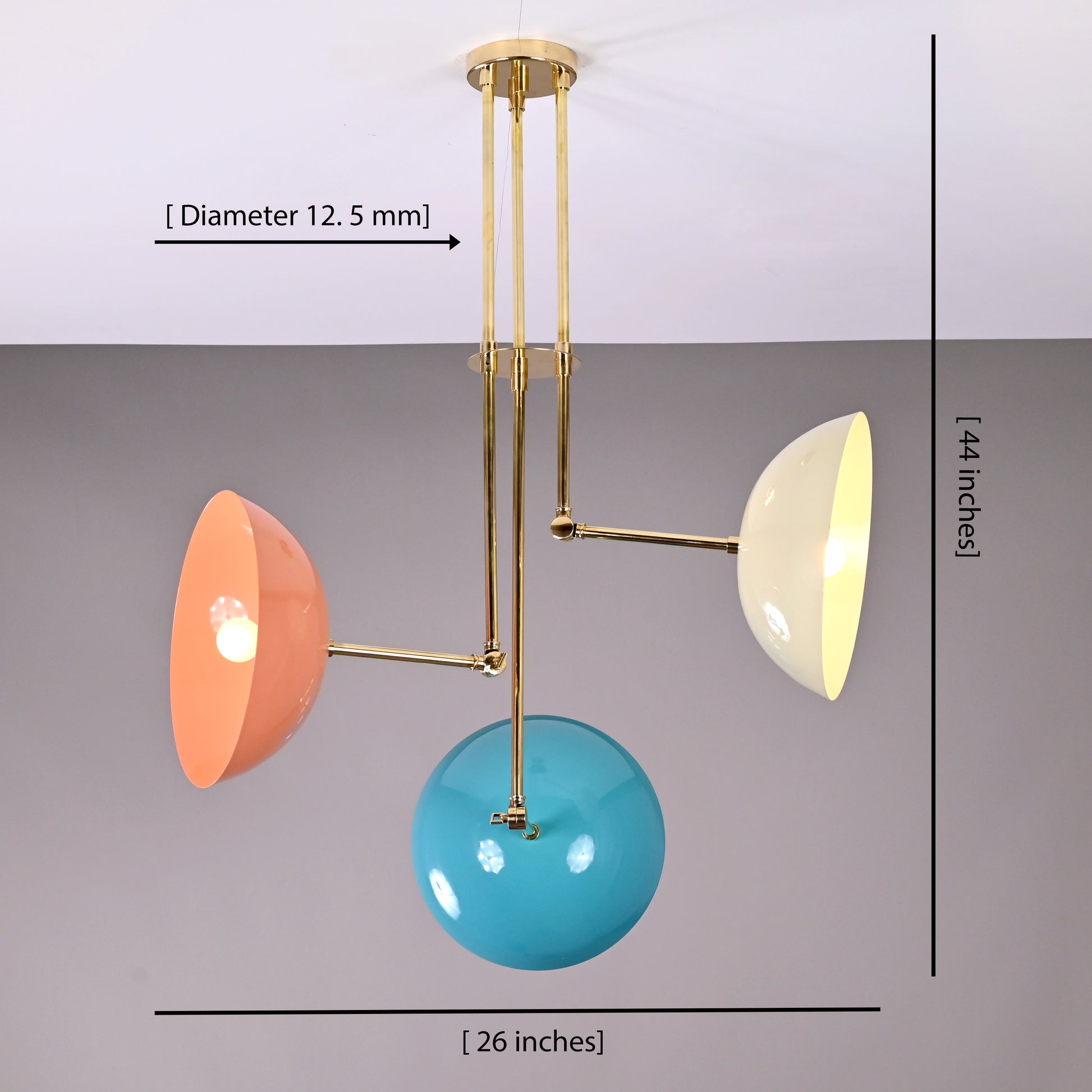 3 Light Large Brass Pendant Lamp 26" Wide - 32296