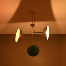 Handcrafted Modern Brass 3-Light Chandelier | Custom Finishes Mid-Century Style Ceiling Light Fixture - 32296