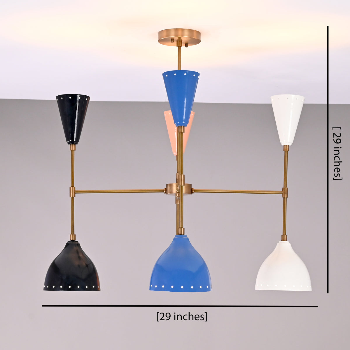 Diabolo Style 8-Light Brass Chandelier | Two-Way Light Mid-Century Modern | Custom Finish Available - 32297