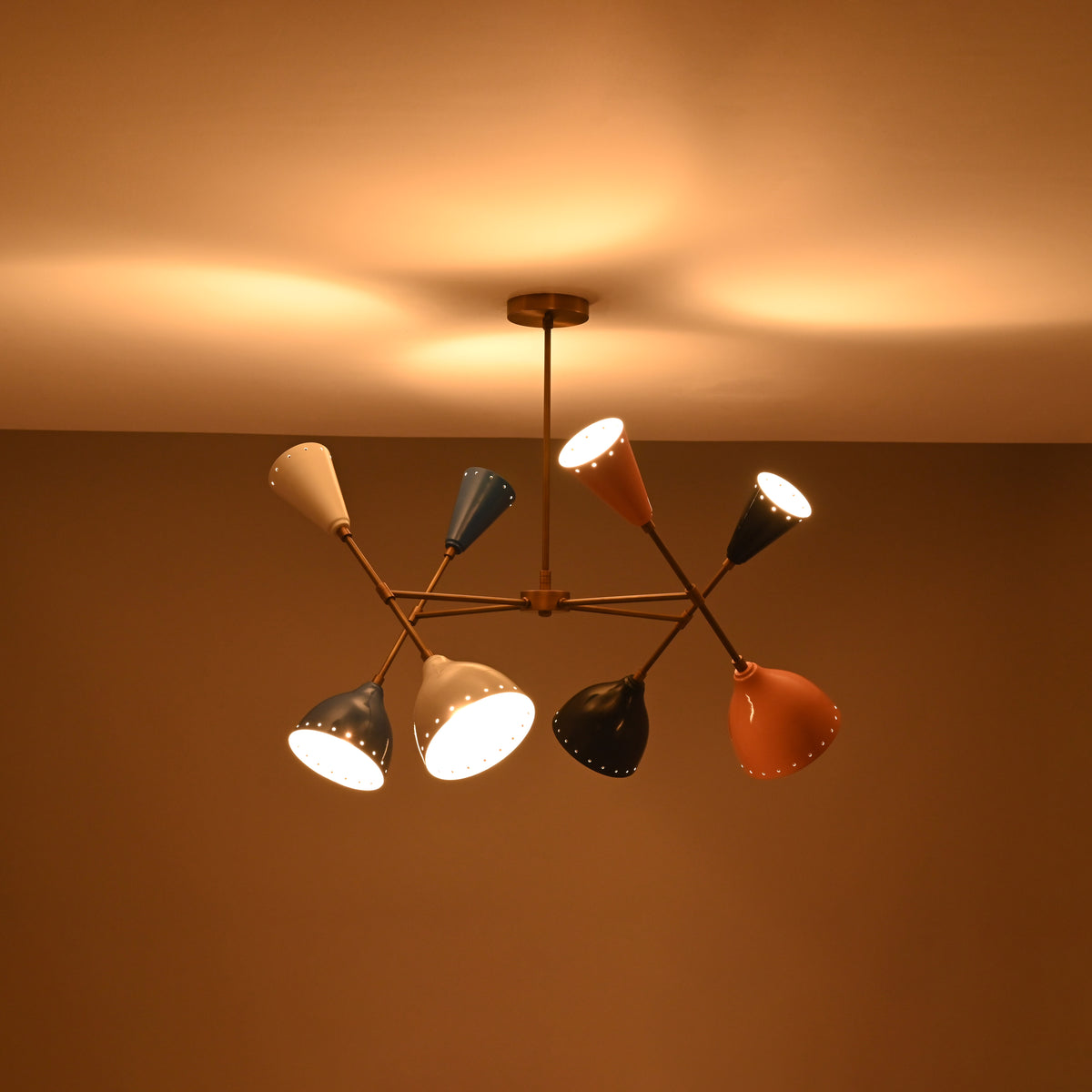 Diabolo Style 8-Light Brass Chandelier | Two-Way Light Mid-Century Modern | Custom Finish Available - 32297