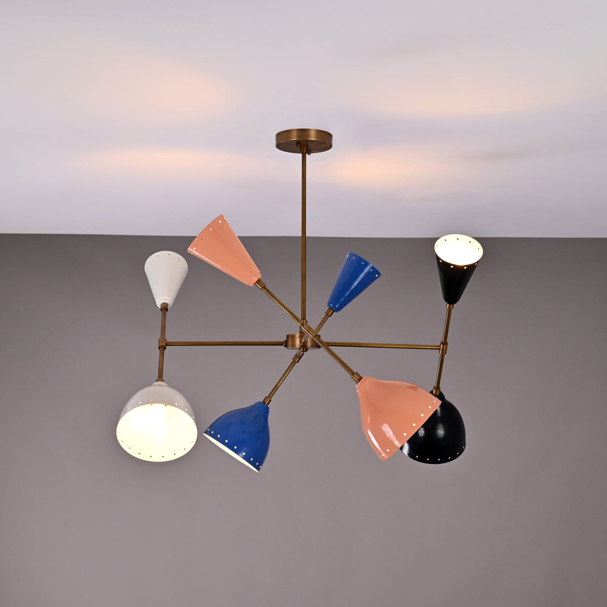 Diabolo Style 8-Light Brass Chandelier | Two-Way Light Mid-Century Modern | Custom Finish Available - 32297
