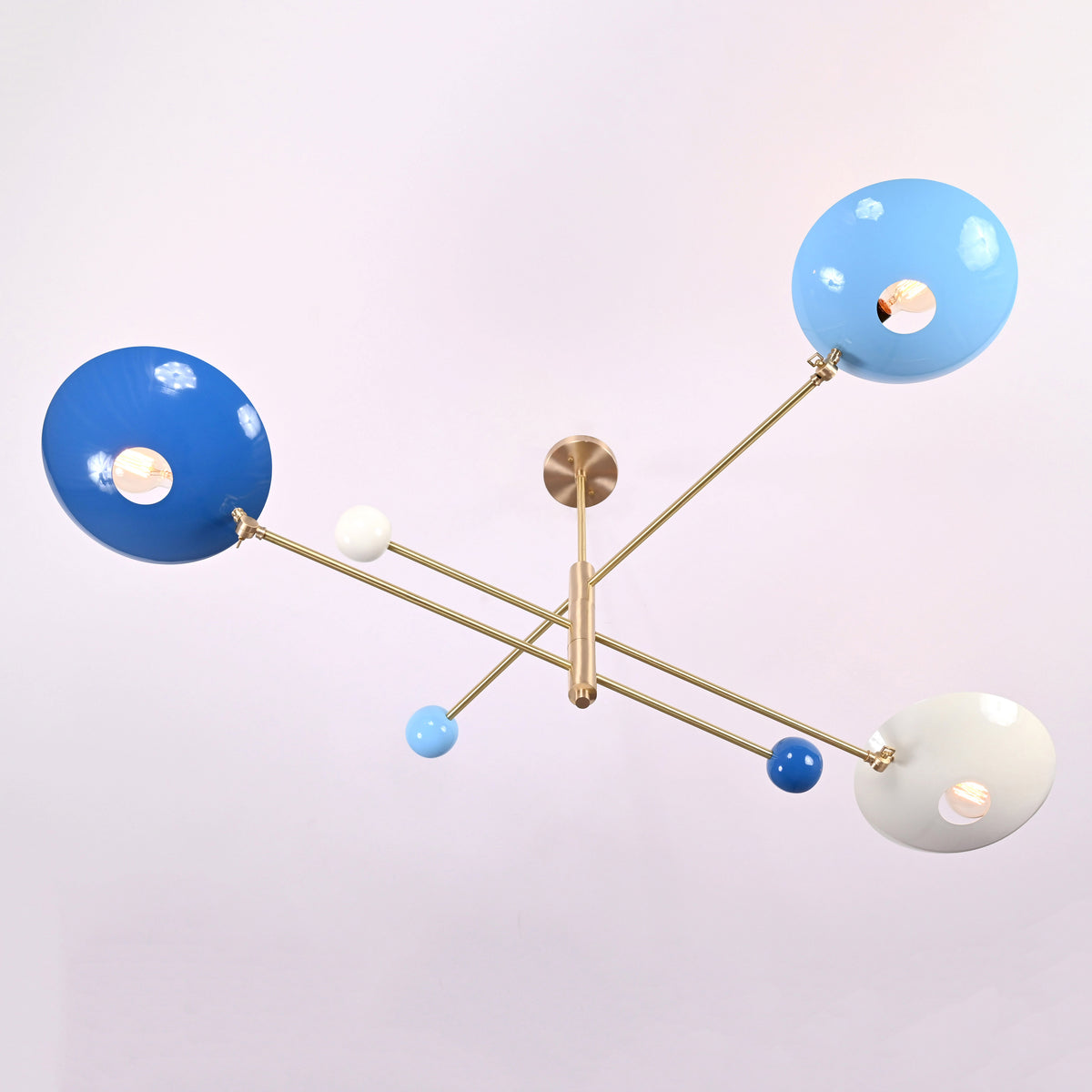 Modern Brass Chandelier | Adjustable Mid-Century Pendant Light | 3-Light Ceiling Fixture | Natural Brass or Custom Finishes | Handmade Lighting - 32298