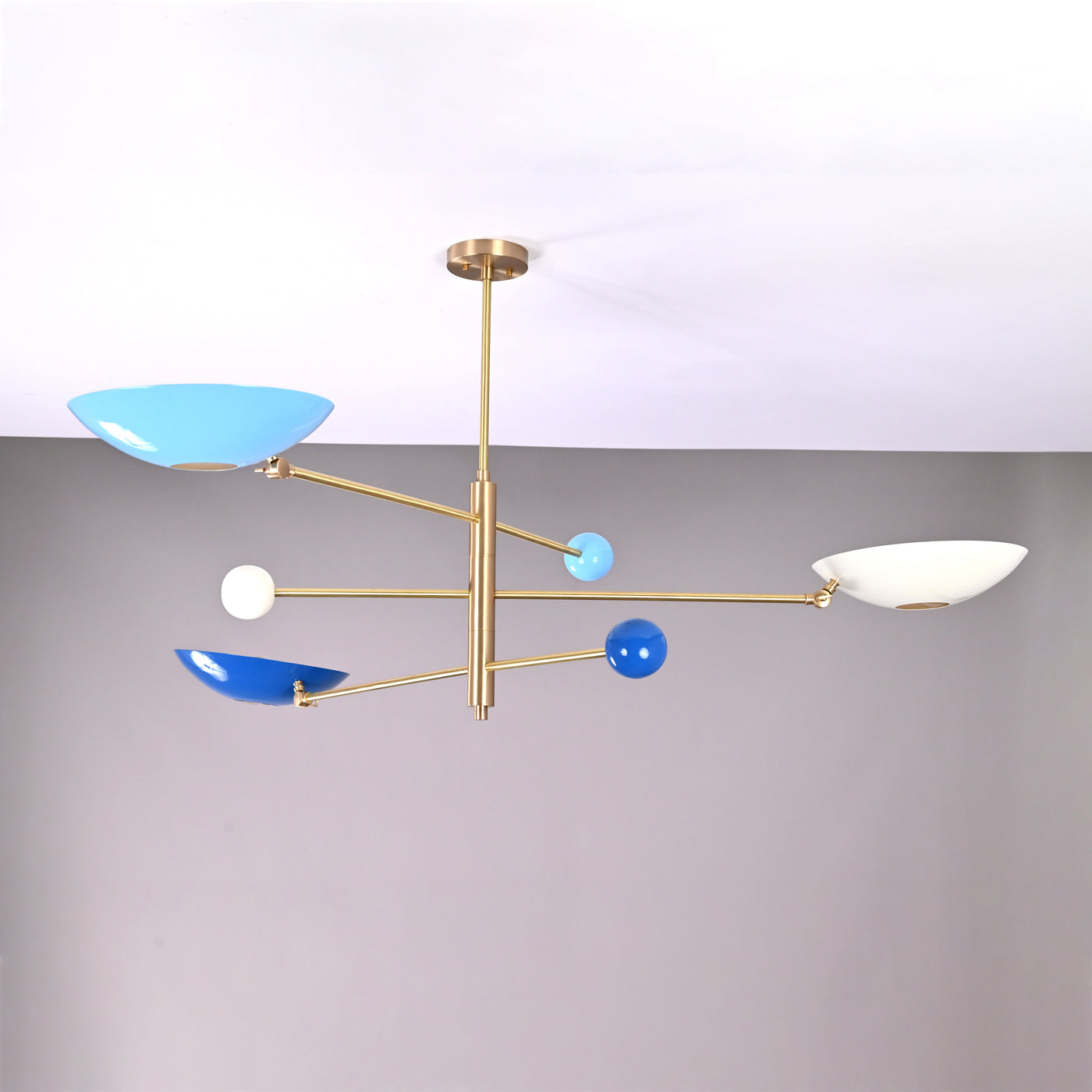Modern Brass Chandelier | Adjustable Mid-Century Pendant Light | 3-Light Ceiling Fixture | Natural Brass or Custom Finishes | Handmade Lighting - 32298