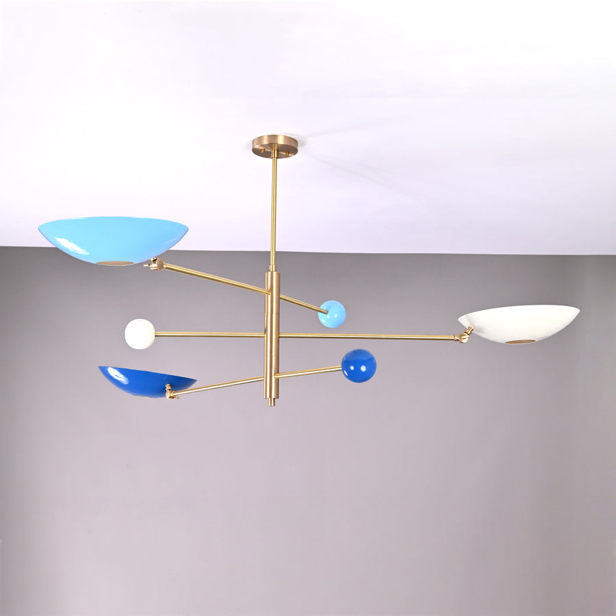 Modern Brass Chandelier | Adjustable Mid-Century Pendant Light | 3-Light Ceiling Fixture | Natural Brass or Custom Finishes | Handmade Lighting - 32298