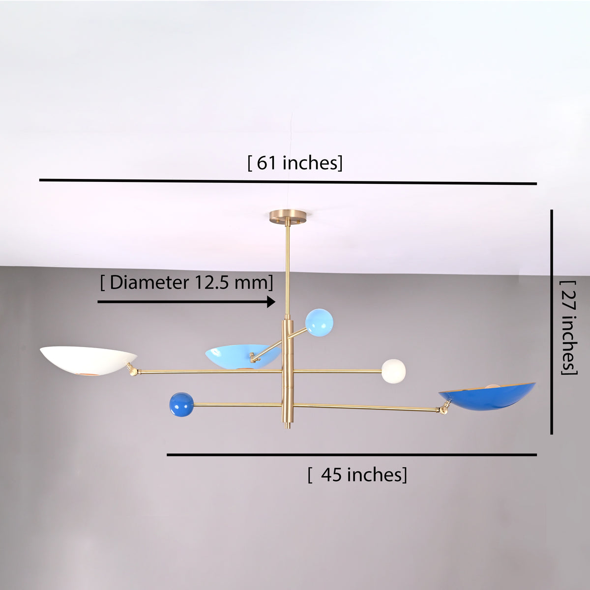 Modern Brass Chandelier | Adjustable Mid-Century Pendant Light | 3-Light Ceiling Fixture | Natural Brass or Custom Finishes | Handmade Lighting - 32298