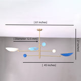 Modern Brass Chandelier | Adjustable Mid-Century Pendant Light | 3-Light Ceiling Fixture | Natural Brass or Custom Finishes | Handmade Lighting - 32298