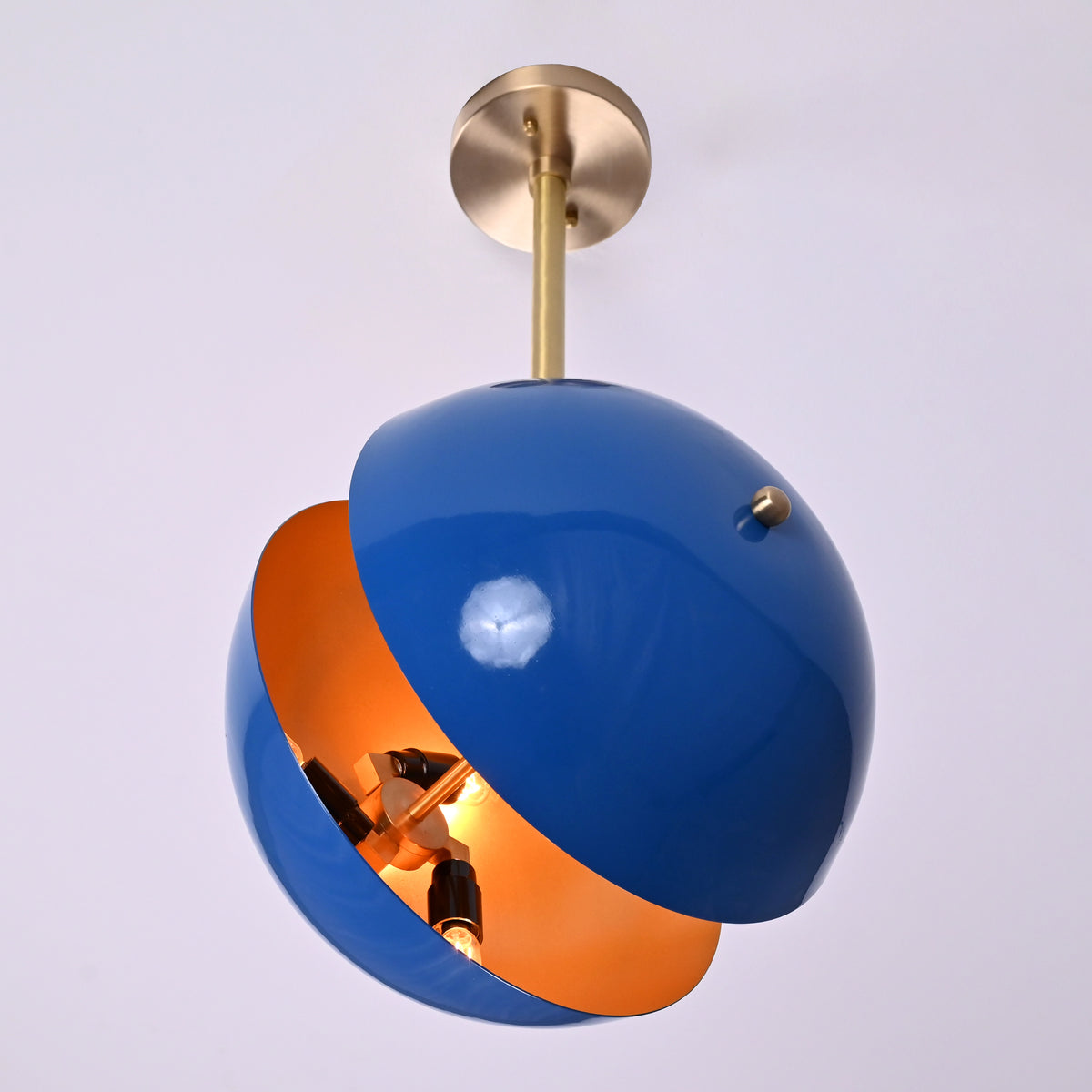 Handcrafted Modern Brass Orb Chandelier | Custom Finishes Mid-Century Contemporary Pendant Light - 32299