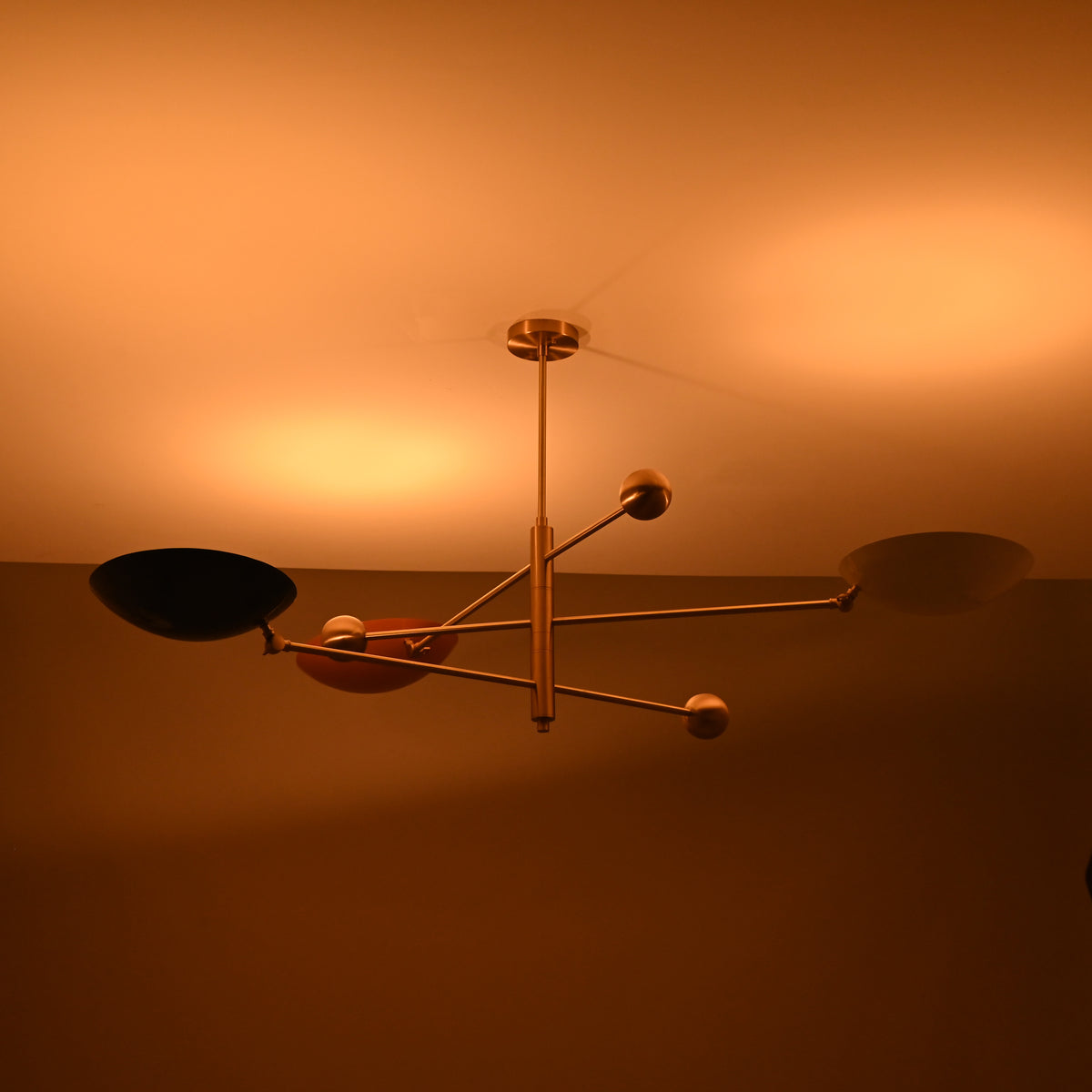 Modern Brass Chandelier | Custom 3-Light Ceiling Fixture | Mid-Century Minimalist Light |  Uplighting Pendant | Handmade to Order - 32300