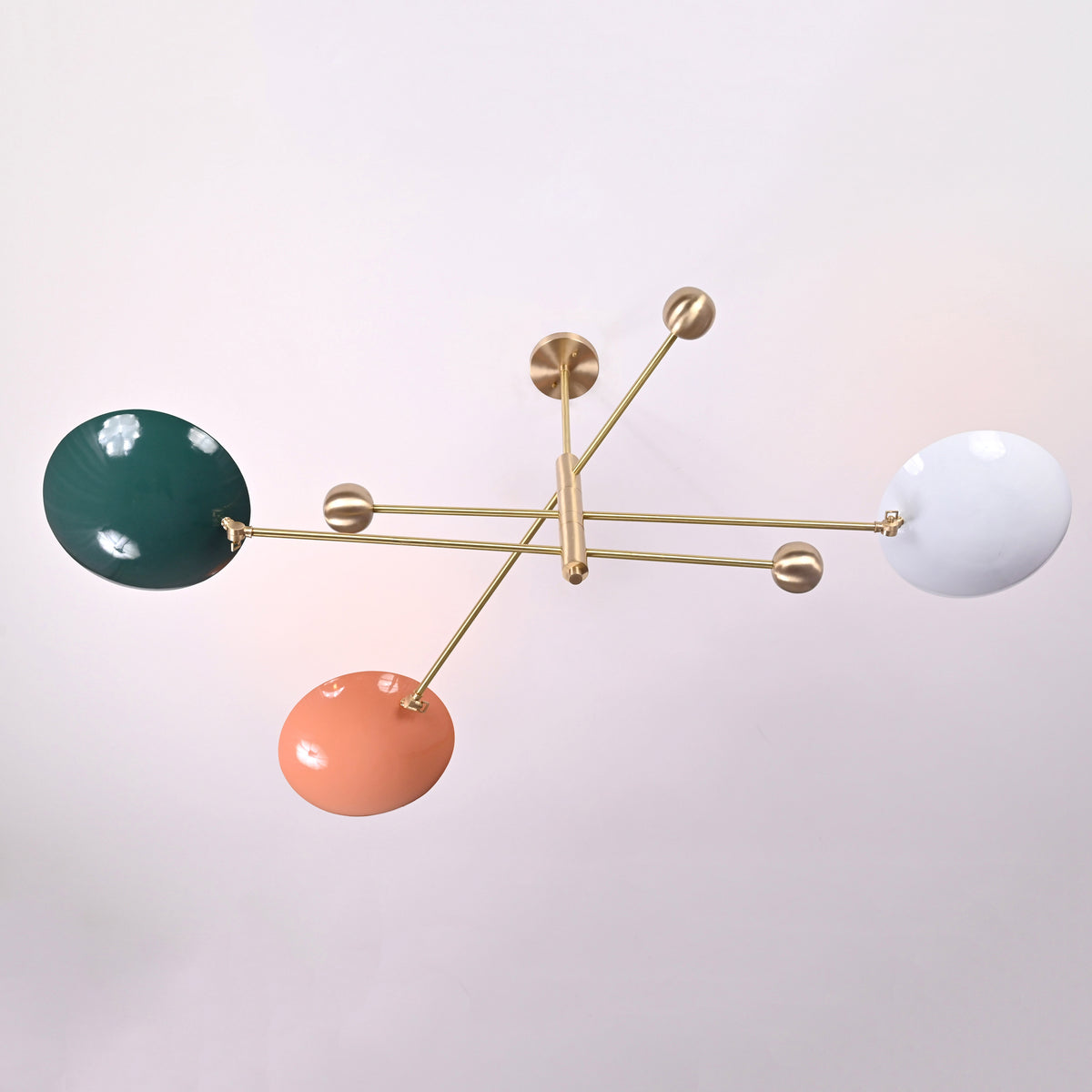 Modern Brass Chandelier | Custom 3-Light Ceiling Fixture | Mid-Century Minimalist Light |  Uplighting Pendant | Handmade to Order - 32300