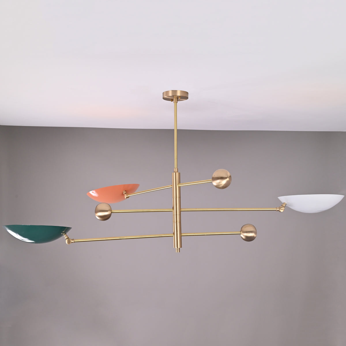 Modern Brass Chandelier | Custom 3-Light Ceiling Fixture | Mid-Century Minimalist Light |  Uplighting Pendant | Handmade to Order - 32300