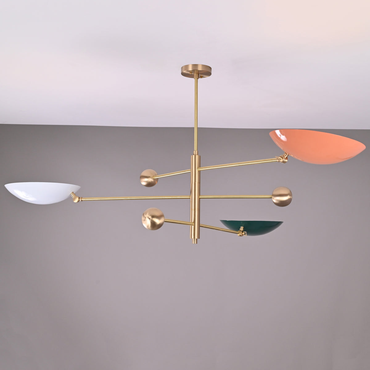 Modern Brass Chandelier | Custom 3-Light Ceiling Fixture | Mid-Century Minimalist Light |  Uplighting Pendant | Handmade to Order - 32300