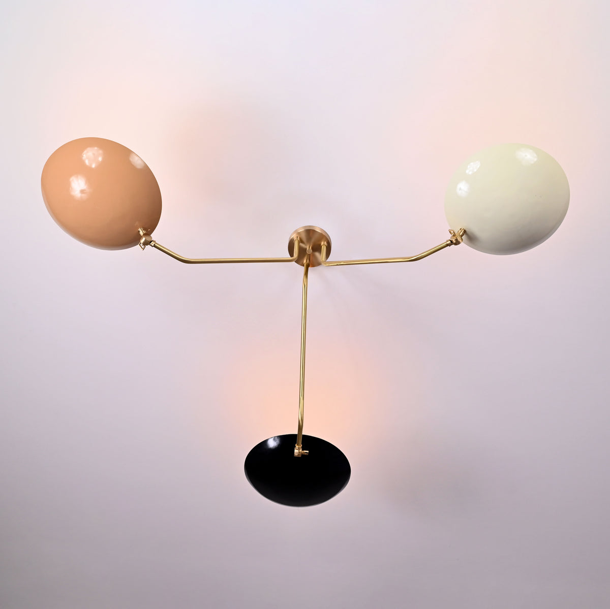 Brass Leaf Studio Industrial Brass Made, 3 Light Elegant Ceiling Flush Mount Pendant Mid Century Modern Raw Brass Sputnik Chandelier Light Fixture