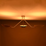 Brass Leaf Studio Industrial Brass Made, 3 Light Elegant Ceiling Flush Mount Pendant Mid Century Modern Raw Brass Sputnik Chandelier Light Fixture