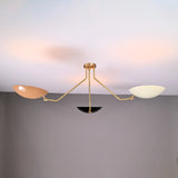 Brass Leaf Studio Industrial Brass Made, 3 Light Elegant Ceiling Flush Mount Pendant Mid Century Modern Raw Brass Sputnik Chandelier Light Fixture