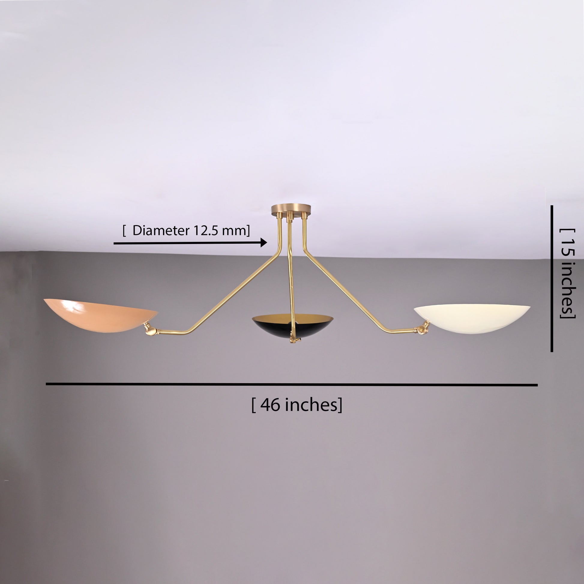 3 Light Brass Sputnik Chandelier 46" Wide - 32303