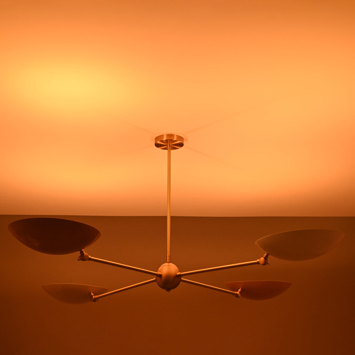 4-Light Uplight Brass Chandelier – Custom Mid-Century Modern Sculptural Ceiling Light |  & Handmade - 32304