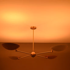 4-Light Uplight Brass Chandelier – Custom Mid-Century Modern Sculptural Ceiling Light |  & Handmade - 32304