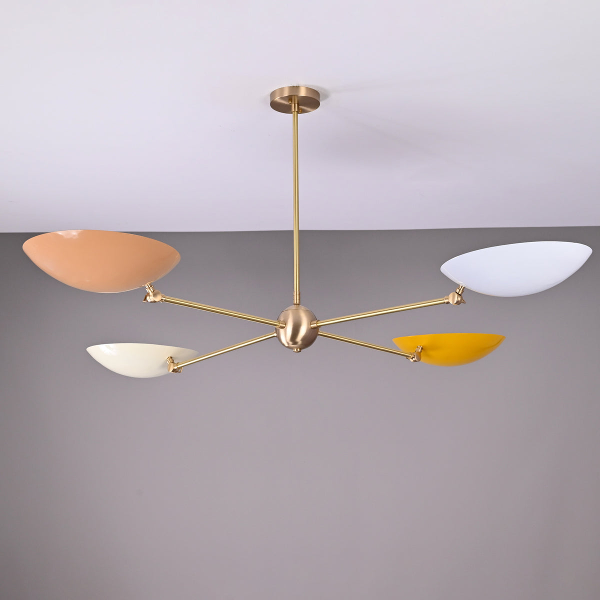 4-Light Uplight Brass Chandelier – Custom Mid-Century Modern Sculptural Ceiling Light |  & Handmade - 32304
