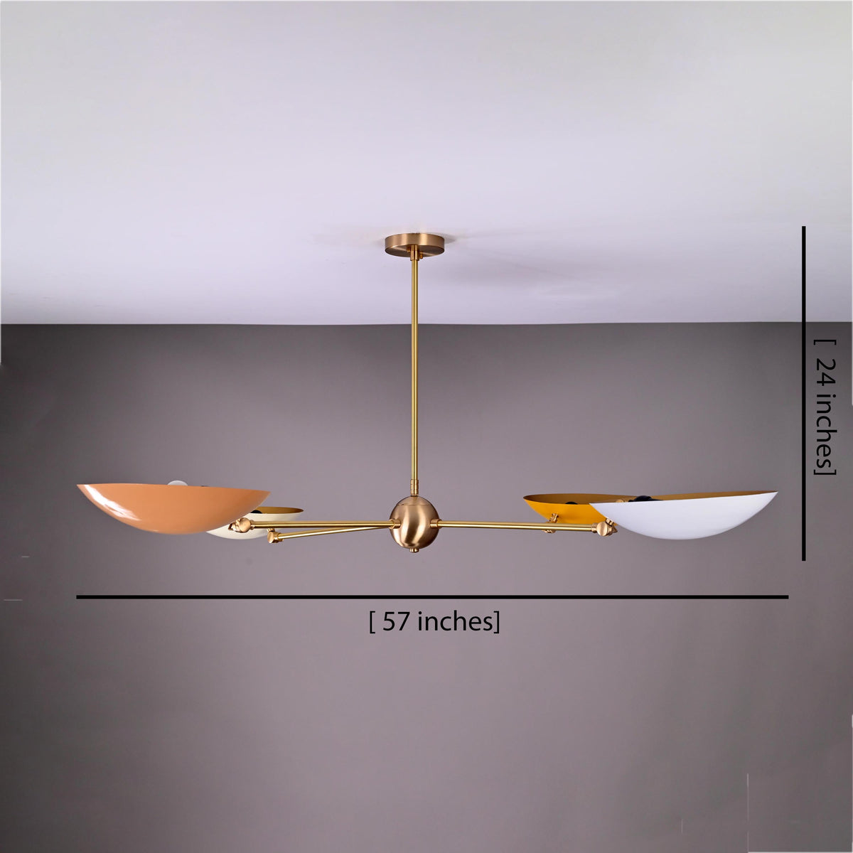 4-Light Uplight Brass Chandelier – Custom Mid-Century Modern Sculptural Ceiling Light |  & Handmade - 32304