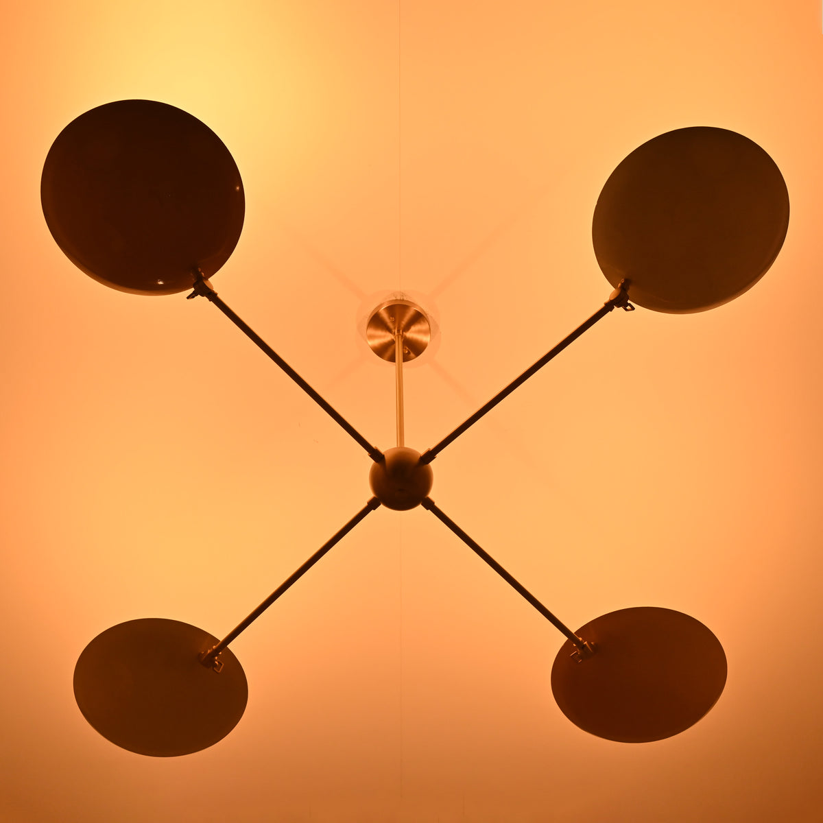 4-Light Uplight Brass Chandelier – Custom Mid-Century Modern Sculptural Ceiling Light |  & Handmade - 32304