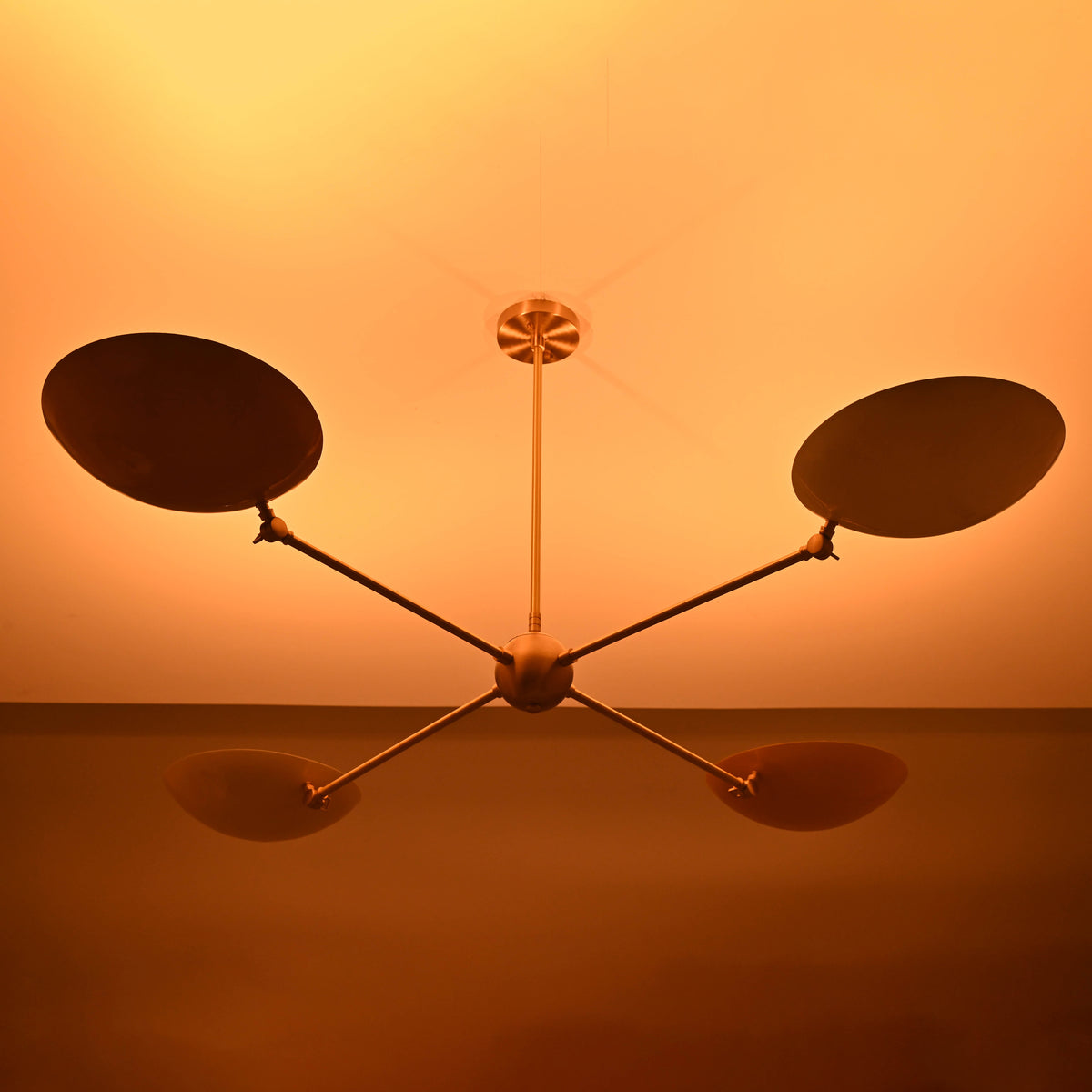 4-Light Uplight Brass Chandelier – Custom Mid-Century Modern Sculptural Ceiling Light |  & Handmade - 32304