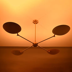 4-Light Uplight Brass Chandelier – Custom Mid-Century Modern Sculptural Ceiling Light |  & Handmade - 32304