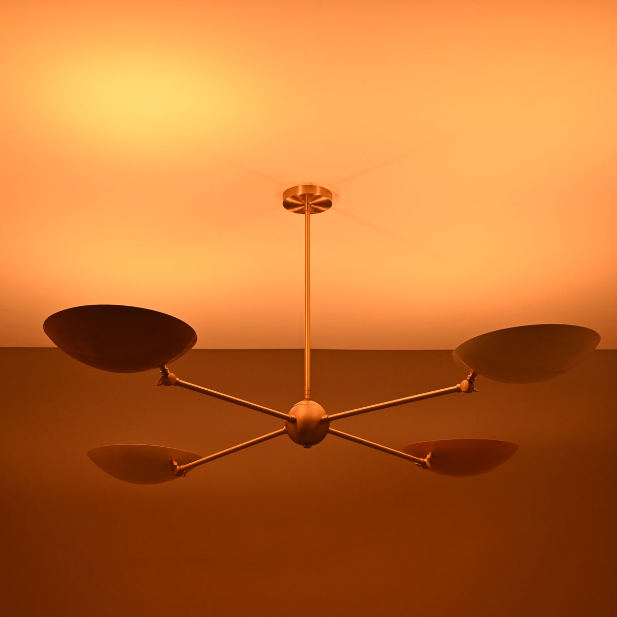 4-Light Uplight Brass Chandelier – Custom Mid-Century Modern Sculptural Ceiling Light |  & Handmade - 32304