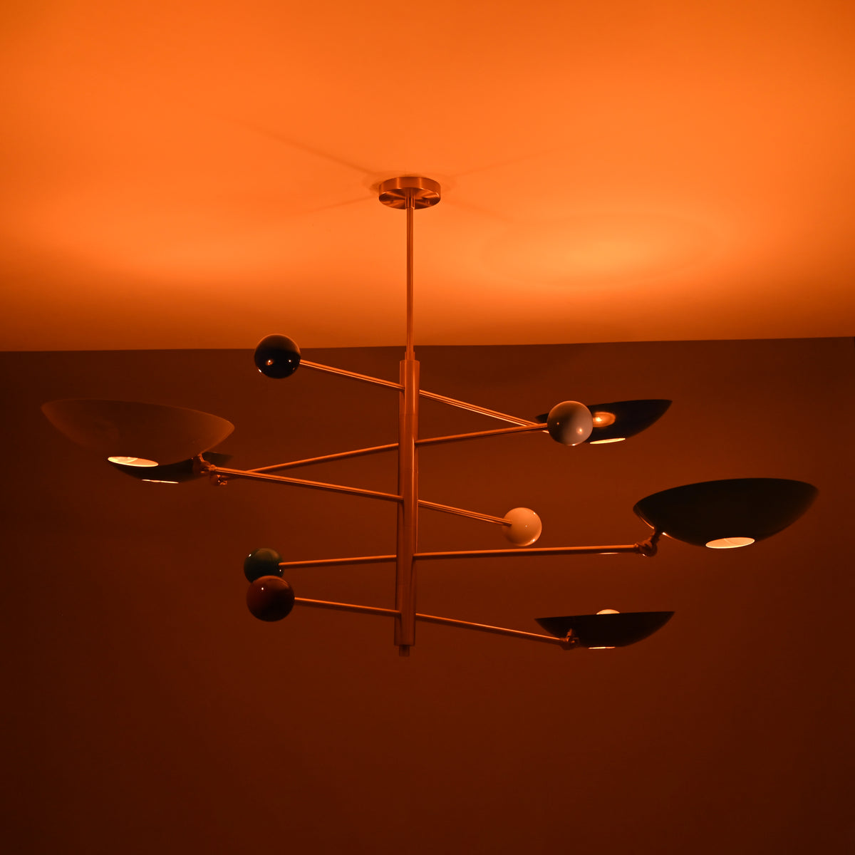 Five-Light Sculptural Brass Chandelier – Handcrafted Mid-Century Modern Luxury Ceiling Light | Custom Size & Finish - 32305