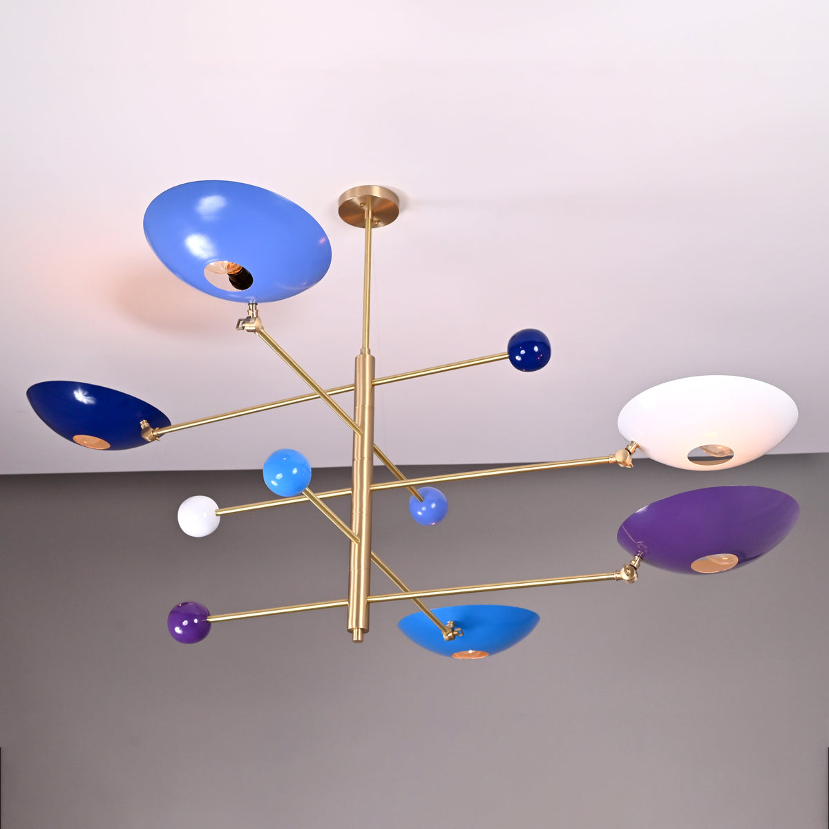 Five-Light Sculptural Brass Chandelier – Handcrafted Mid-Century Modern Luxury Ceiling Light | Custom Size & Finish - 32305