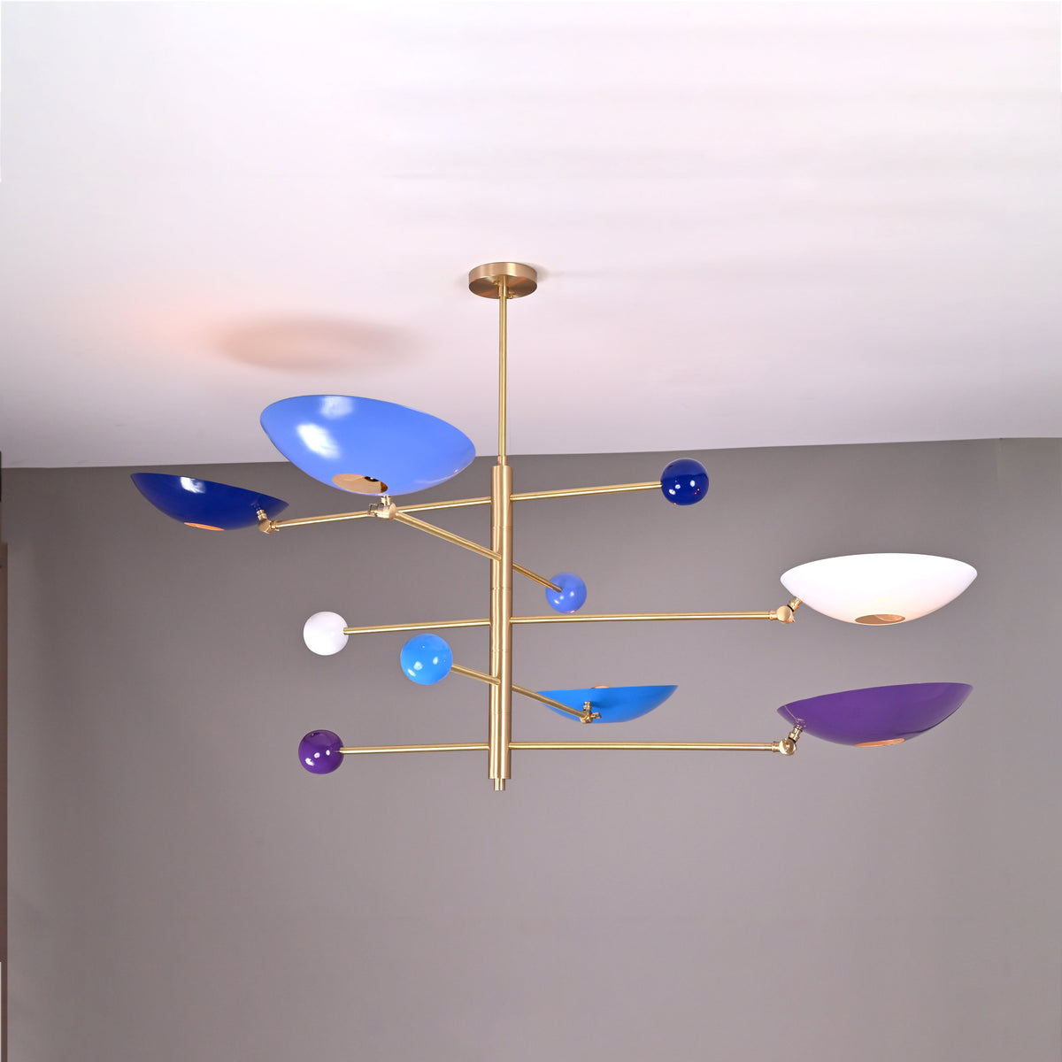 Five-Light Sculptural Brass Chandelier – Handcrafted Mid-Century Modern Luxury Ceiling Light | Custom Size & Finish - 32305