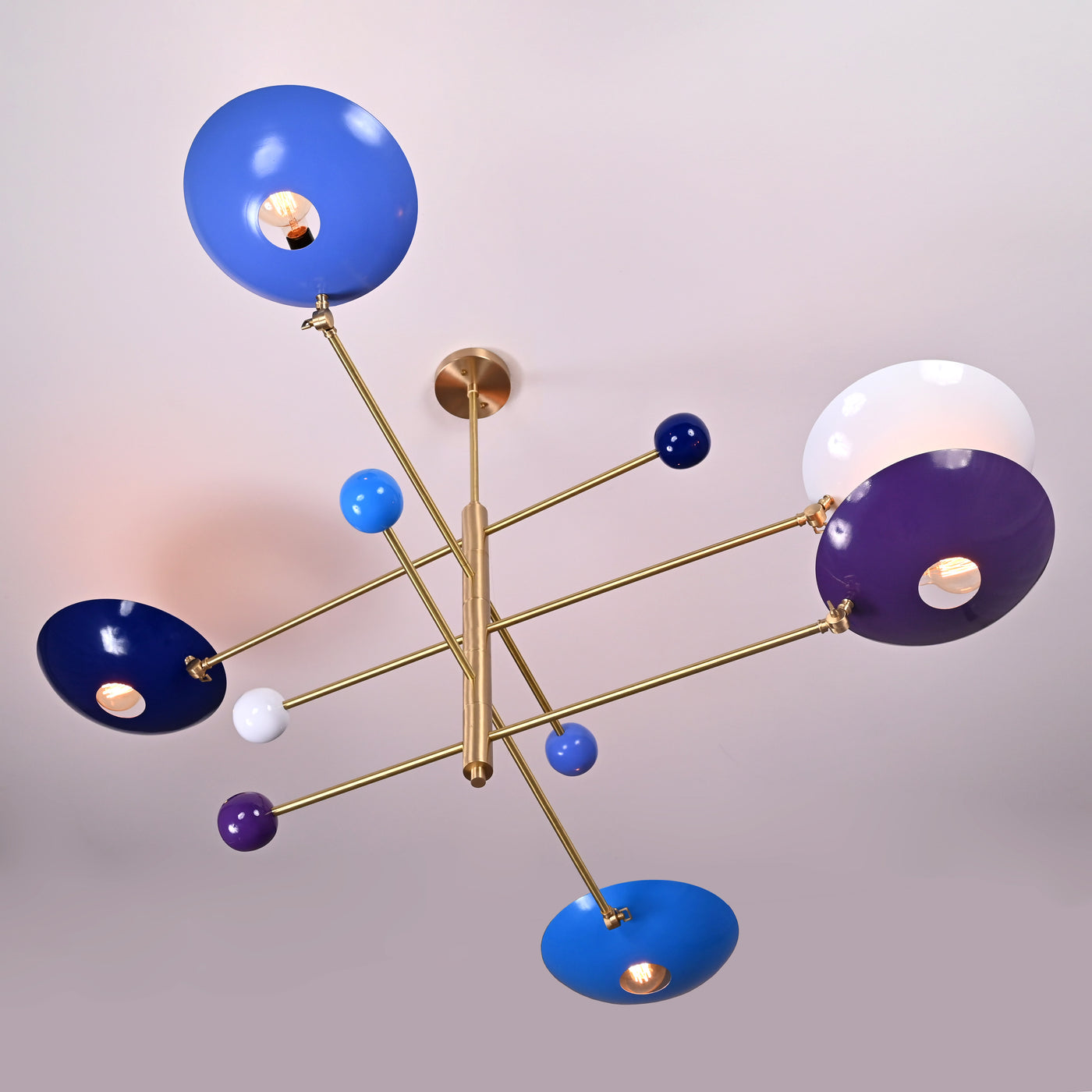 Five-Light Sculptural Brass Chandelier – Handcrafted Mid-Century Modern Luxury Ceiling Light | Custom Size & Finish - 32305