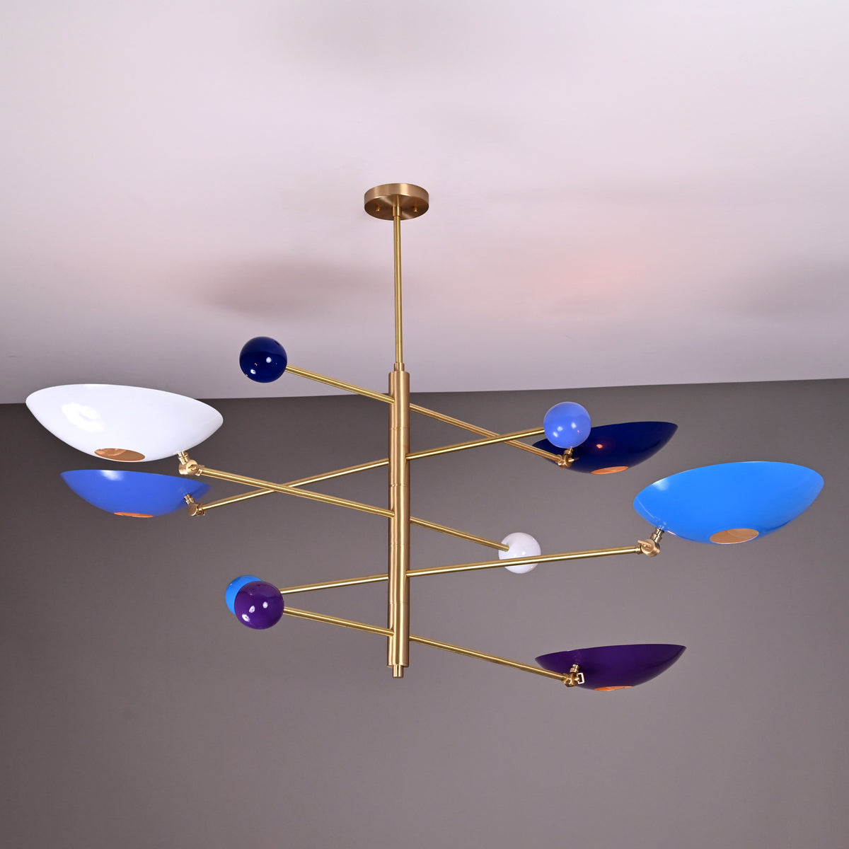 Five-Light Sculptural Brass Chandelier – Handcrafted Mid-Century Modern Luxury Ceiling Light | Custom Size & Finish - 32305