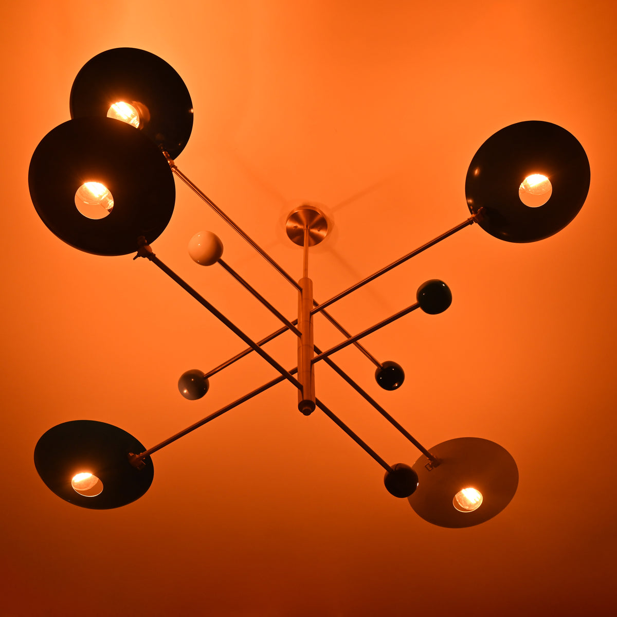 Five-Light Sculptural Brass Chandelier – Handcrafted Mid-Century Modern Luxury Ceiling Light | Custom Size & Finish - 32305