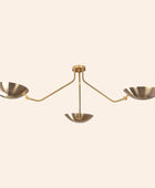 Industrial Brass Made, 3 Arm Elegant Brass Semi Ceiling Flush Light Pendant Mid Century Chandelier Flush Mount Ceiling Light No Shadow Ambient no-Glare Lamp