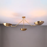 Industrial Brass Made, 3 Arm Elegant Brass Semi Ceiling Flush Light Pendant Mid Century Chandelier Flush Mount Ceiling Light No Shadow Ambient no-Glare Lamp
