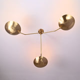 Industrial Brass Made, 3 Arm Elegant Brass Semi Ceiling Flush Light Pendant Mid Century Chandelier Flush Mount Ceiling Light No Shadow Ambient no-Glare Lamp