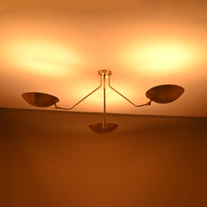 Industrial Brass Made, 3 Arm Elegant Brass Semi Ceiling Flush Light Pendant Mid Century Chandelier Flush Mount Ceiling Light No Shadow Ambient no-Glare Lamp