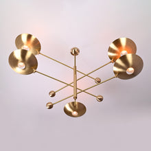 Five-Light Sculptural Brass Chandelier – Handcrafted Mid-Century Modern Luxury Ceiling Light | Custom Size & Finish - 32307