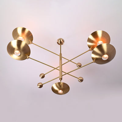 Five-Light Sculptural Brass Chandelier – Handcrafted Mid-Century Modern Luxury Ceiling Light | Custom Size & Finish - 32307
