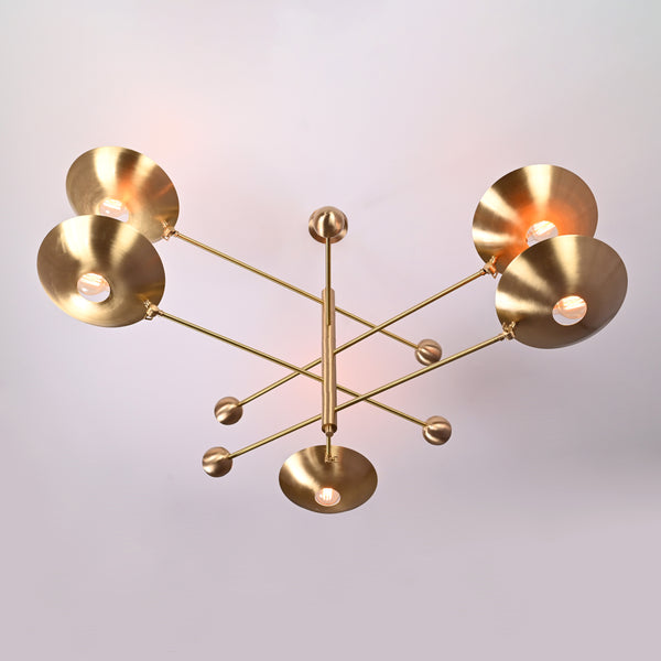 5 Lights Large Brass Orbital Pendant Lamp 61" Wide - 32307