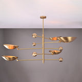 Five-Light Sculptural Brass Chandelier – Handcrafted Mid-Century Modern Luxury Ceiling Light | Custom Size & Finish - 32307