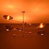 Five-Light Sculptural Brass Chandelier – Handcrafted Mid-Century Modern Luxury Ceiling Light | Custom Size & Finish - 32307