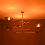 Five-Light Sculptural Brass Chandelier – Handcrafted Mid-Century Modern Luxury Ceiling Light | Custom Size & Finish - 32307