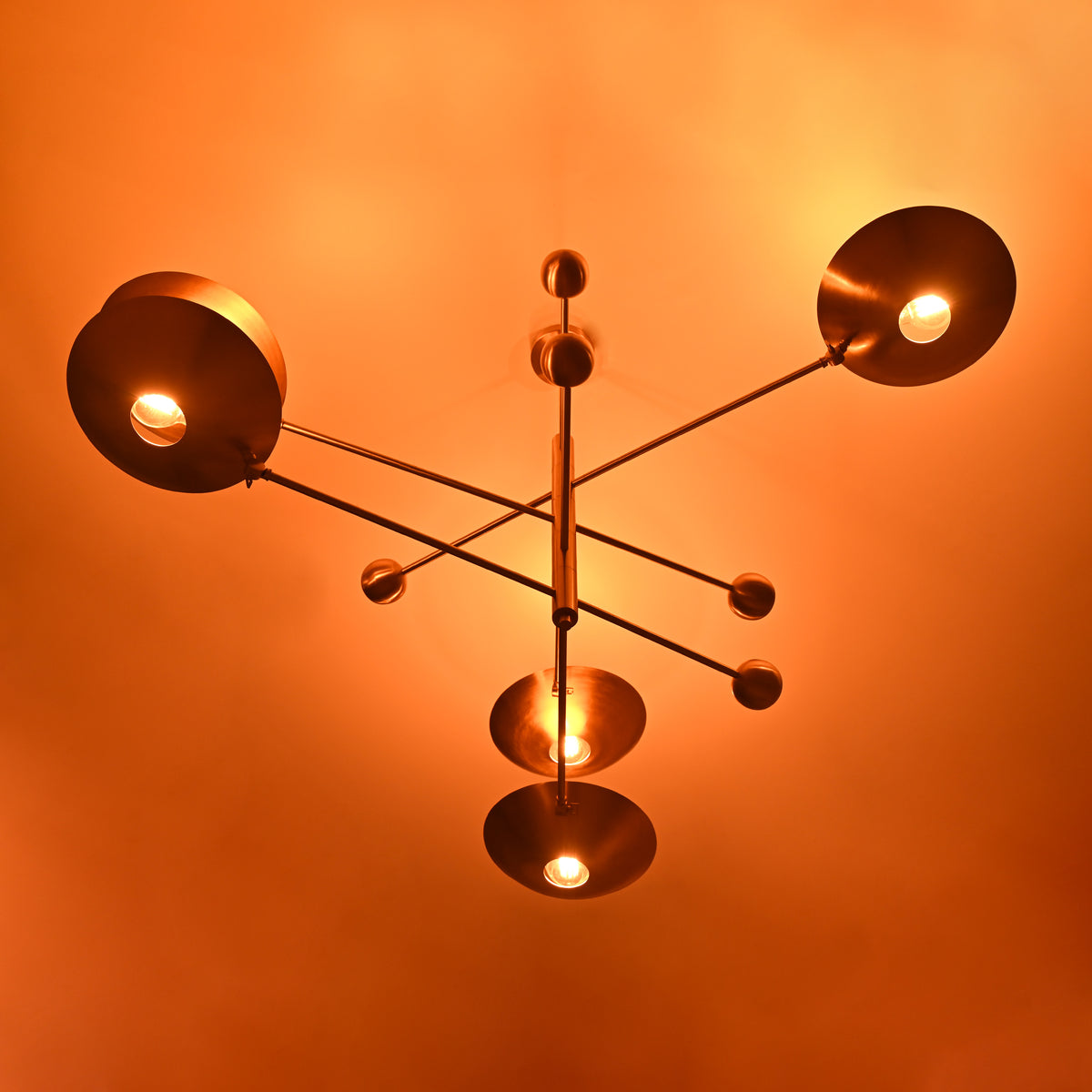 Five-Light Sculptural Brass Chandelier – Handcrafted Mid-Century Modern Luxury Ceiling Light | Custom Size & Finish - 32307